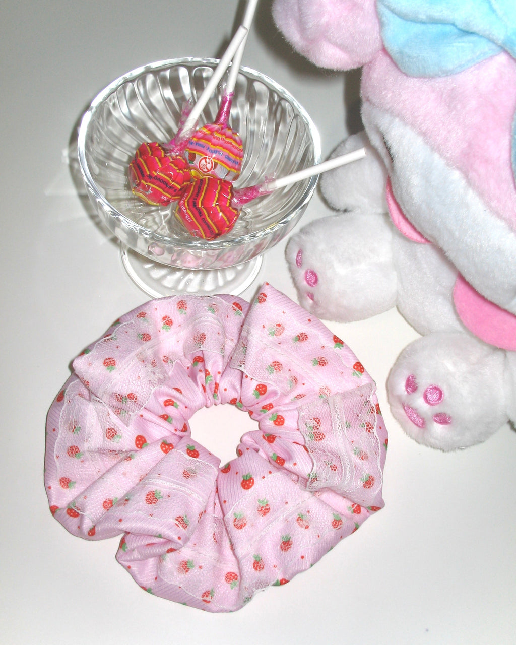 Strawberry Fields Forever Lace Scrunchie