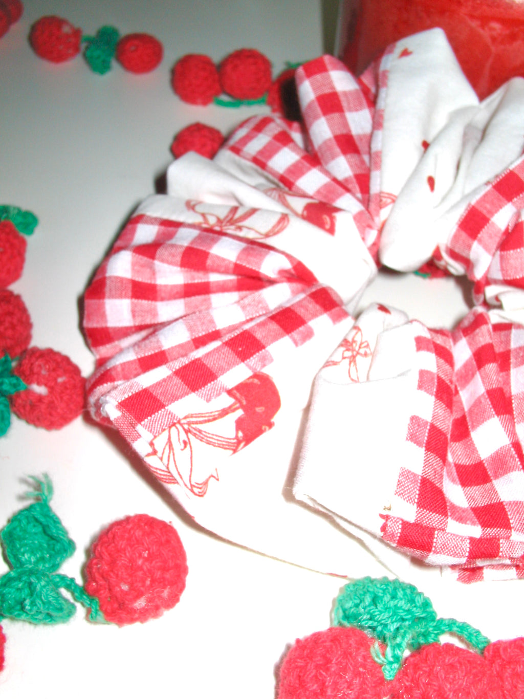Cherry Gingham Mix Scrunchie