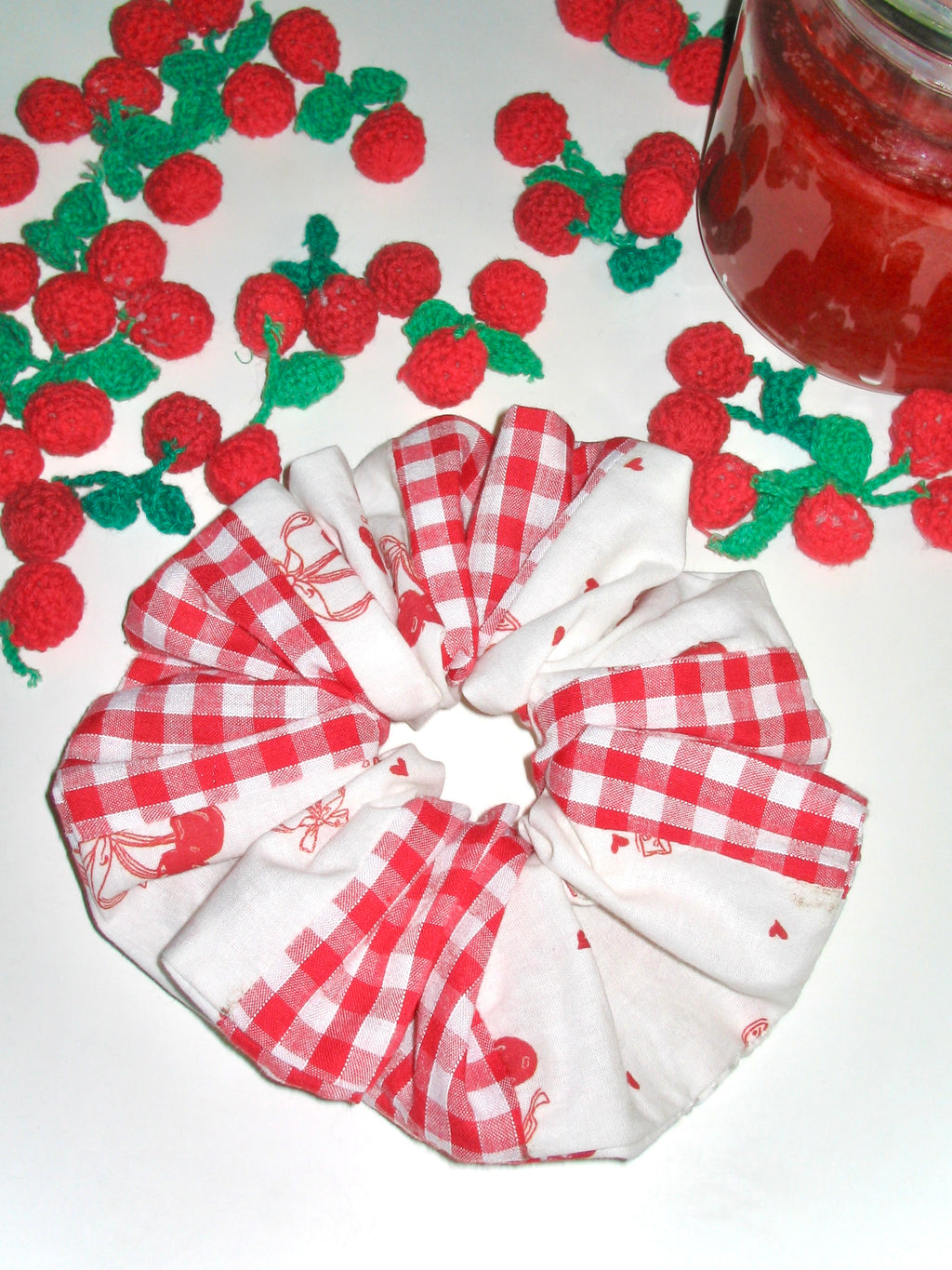 Cherry Gingham Mix Scrunchie