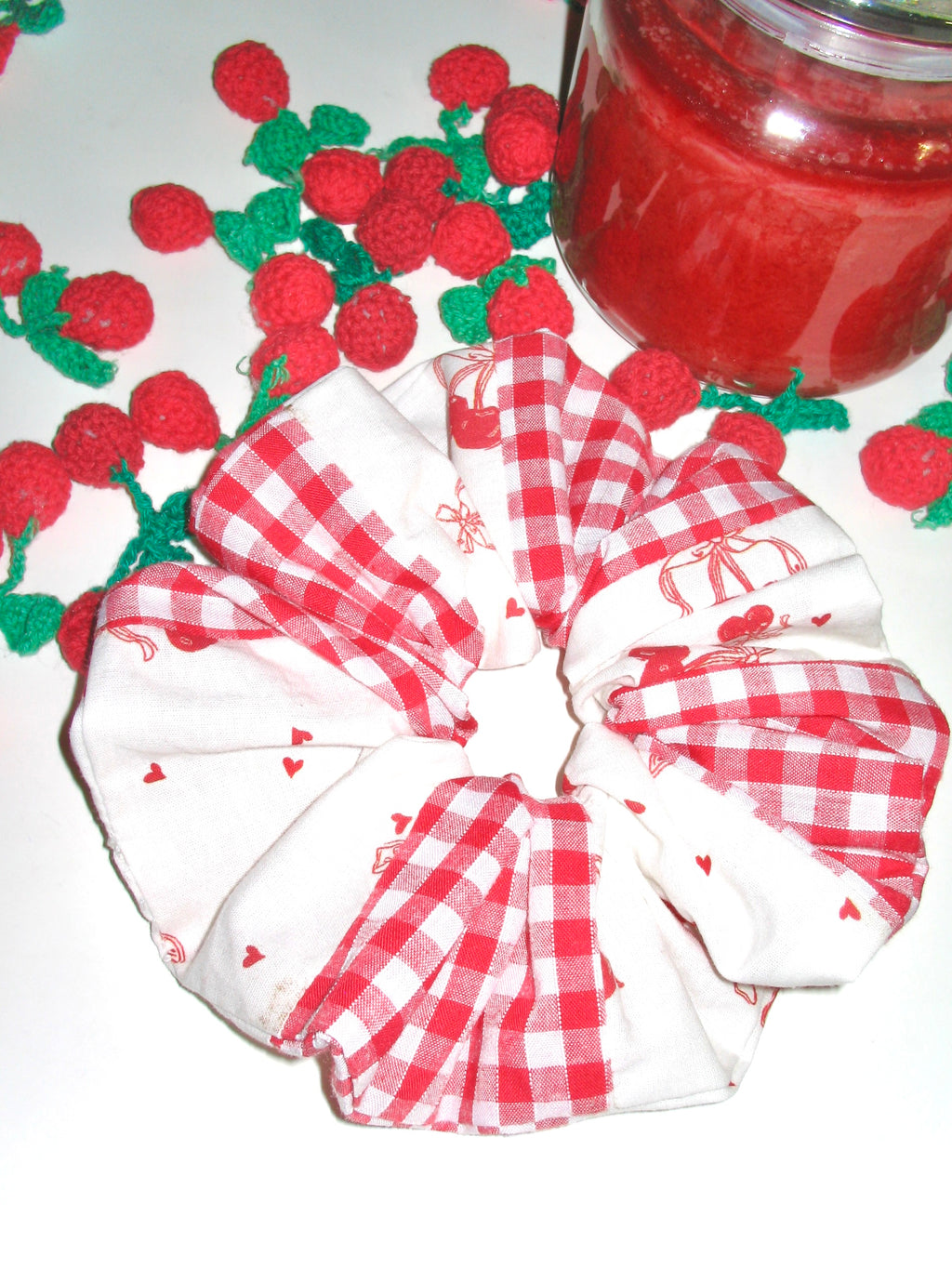 Cherry Gingham Mix Scrunchie