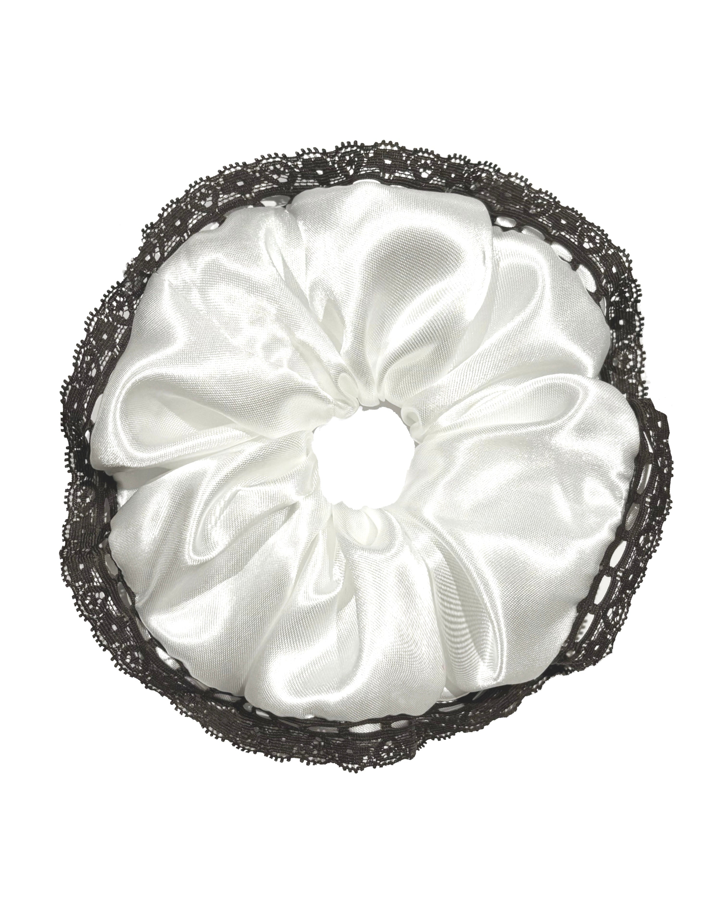 Ivory Satin Lace Scrunchie