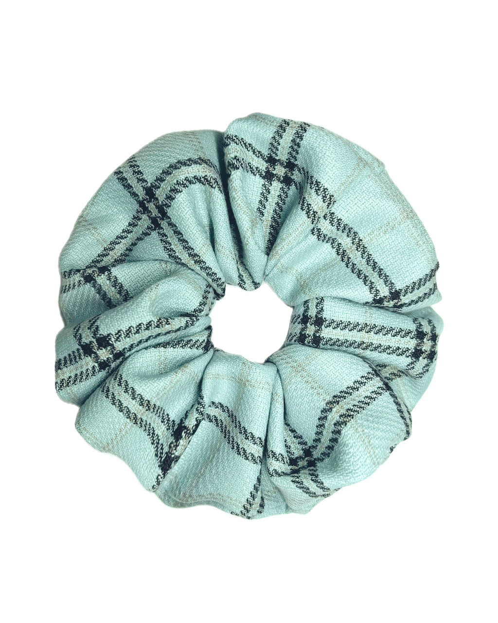 Mint Green Checked Scrunchie