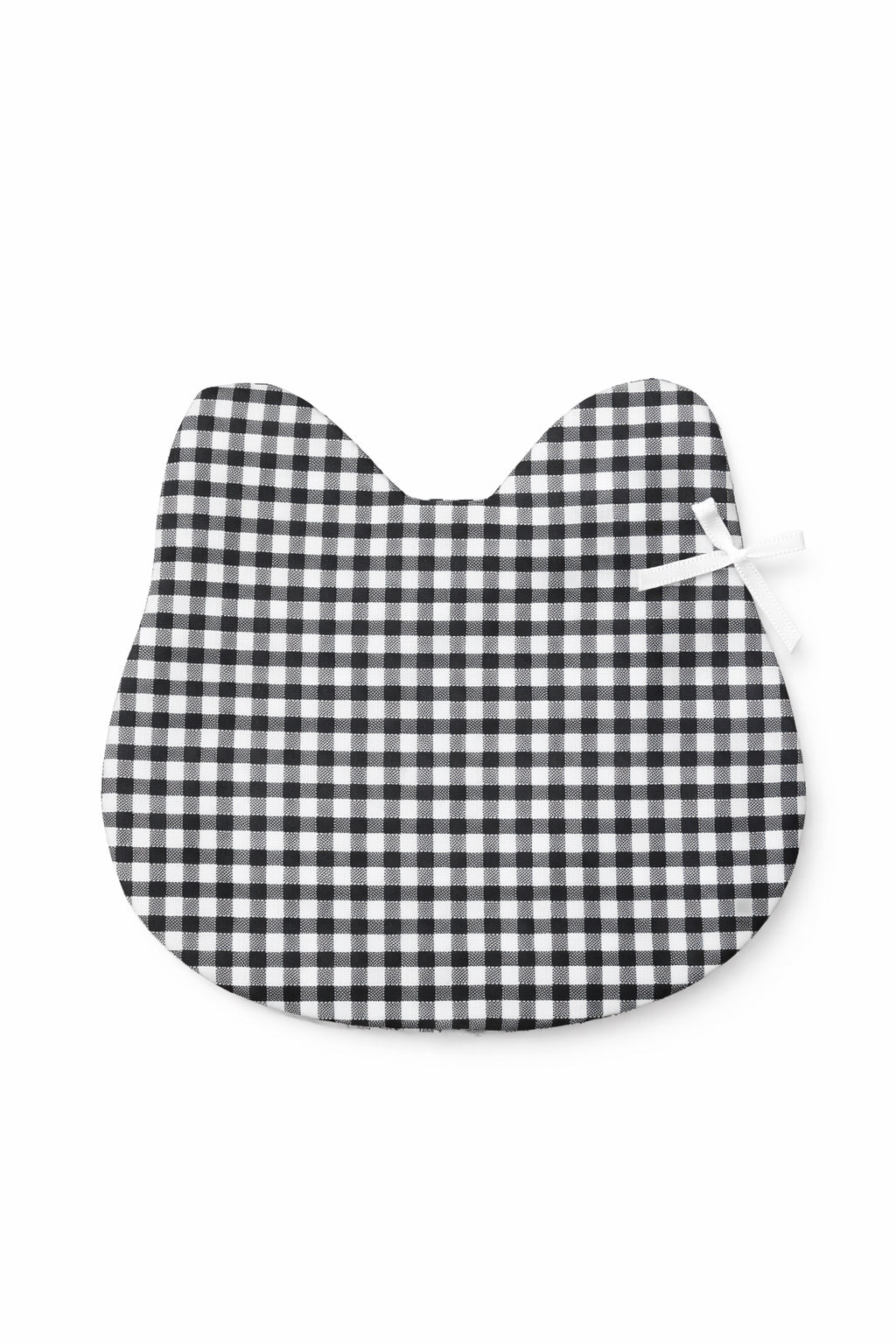 Cat-Shaped Coaster – Black Gingham