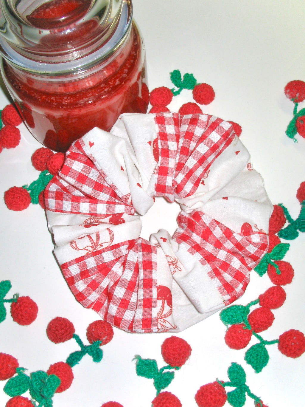 Cherry Gingham Mix Scrunchie