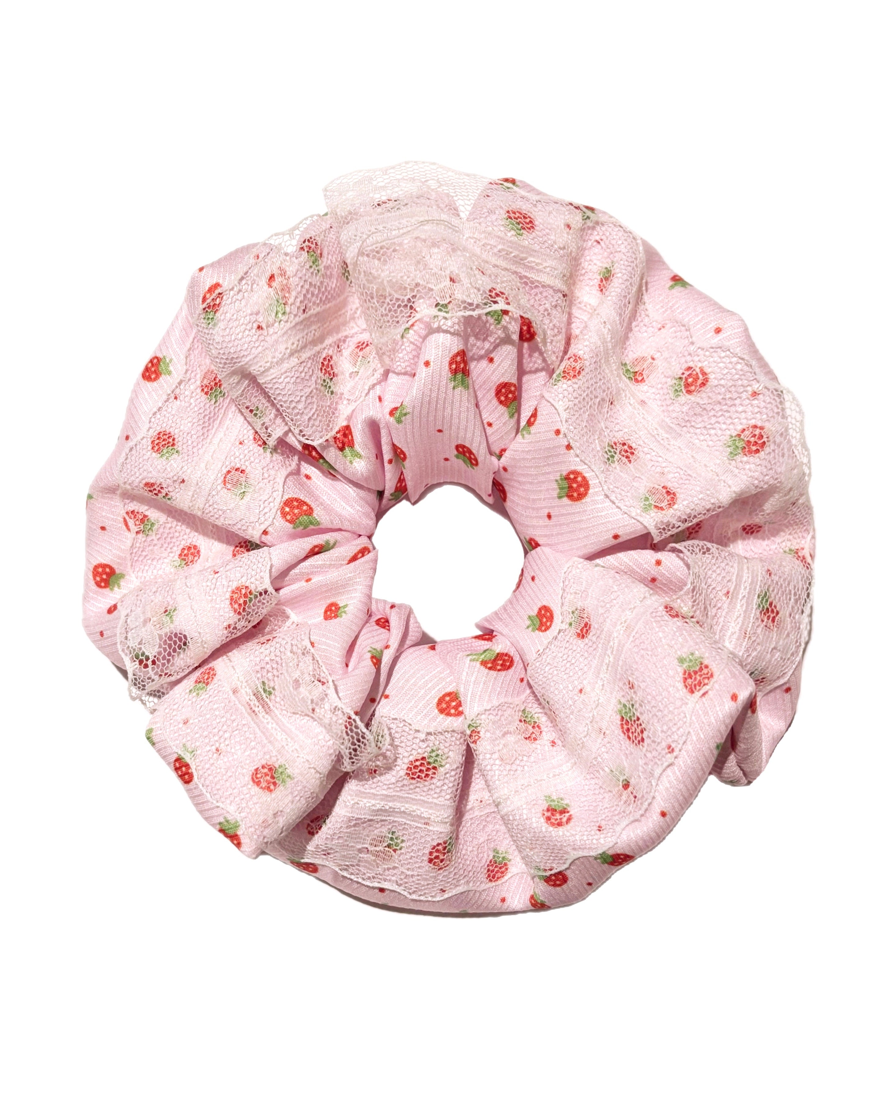 Strawberry Fields Forever Lace Scrunchie