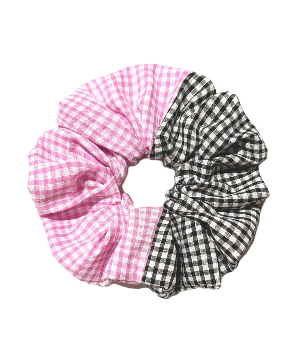 Pink & Black Gingham Scrunchie